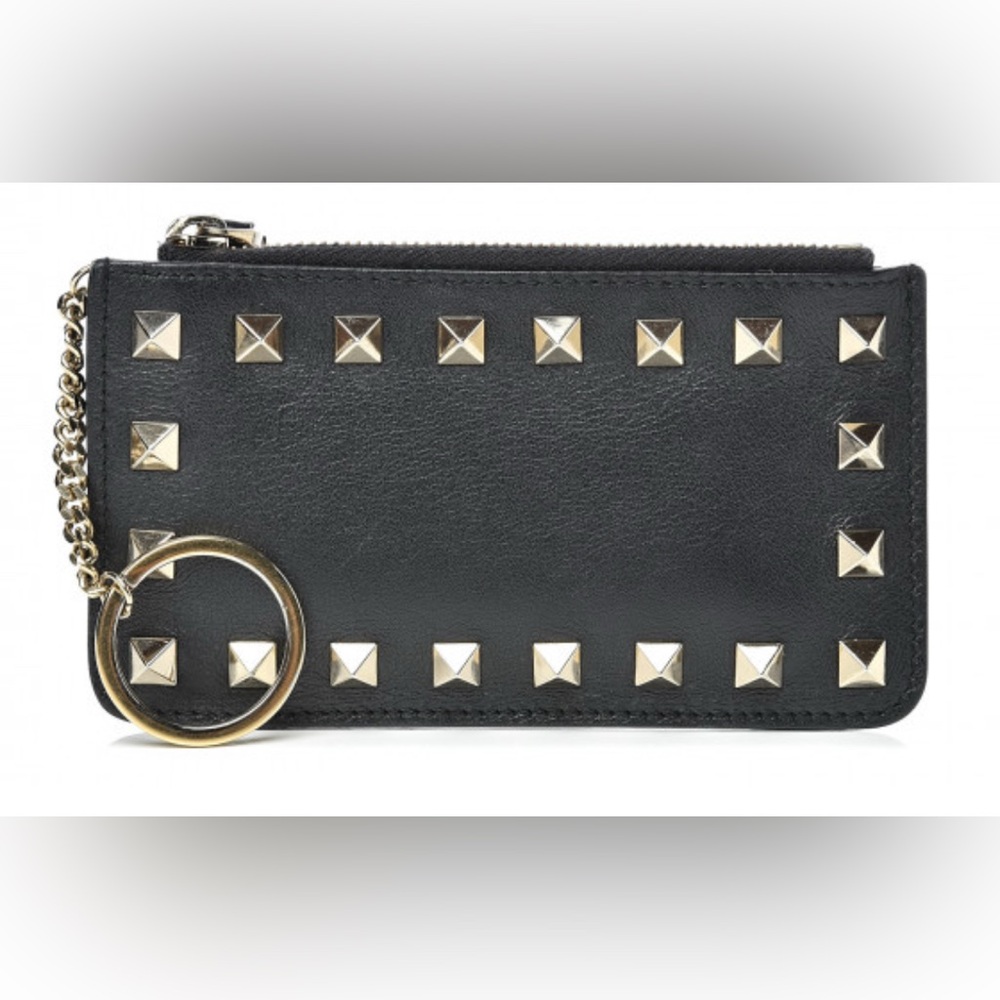 Valentino Garavani Black and Gold Key & Card Holder